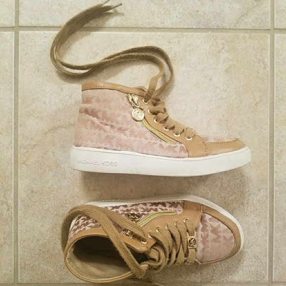 Michael Kors Other - Michael Kors Hi Top Tan Girl Sneakers Zipper Laces